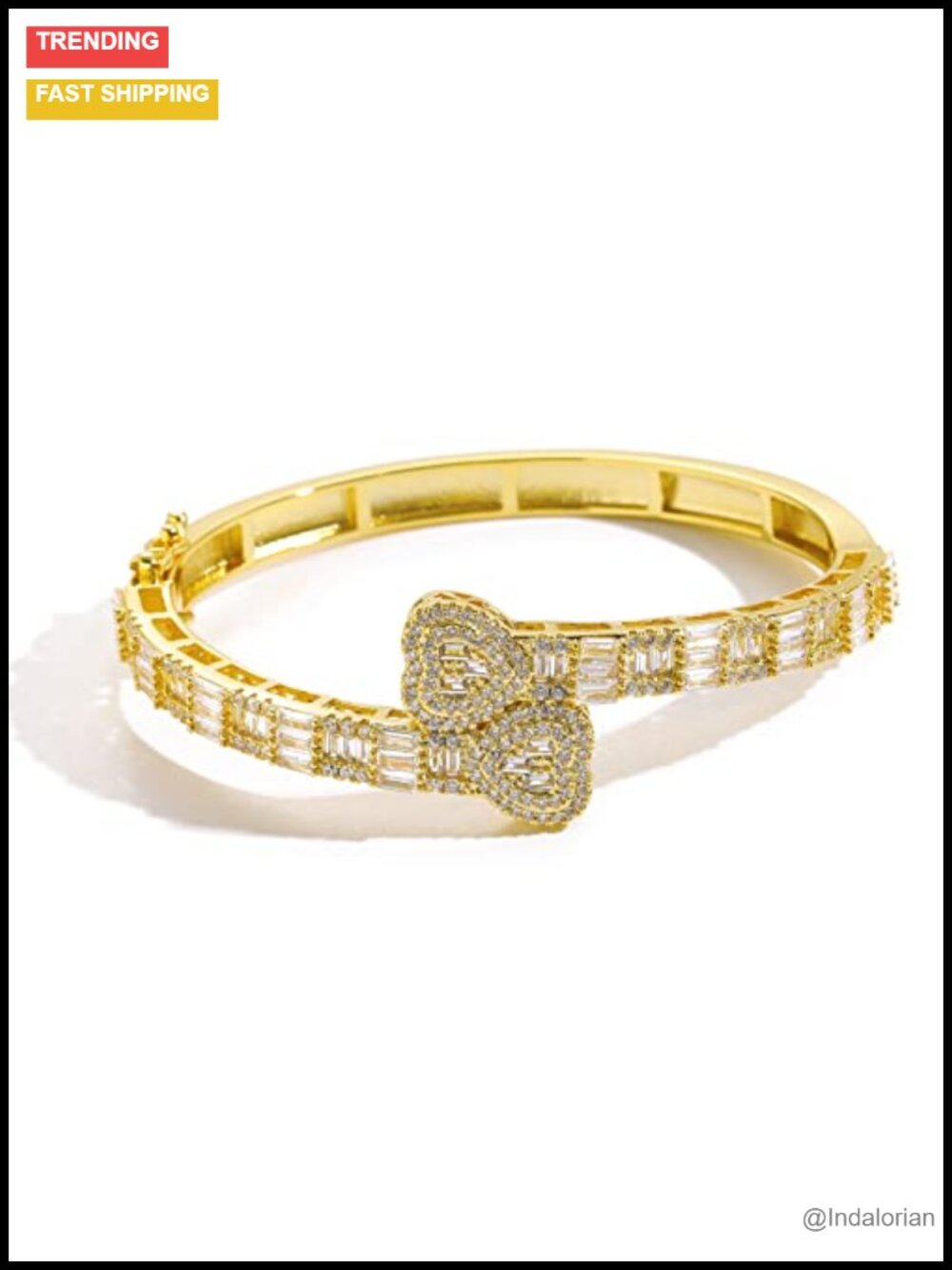 Gold Plated Sterling Silver Moissanite Bangle Bracelet with Gift Box